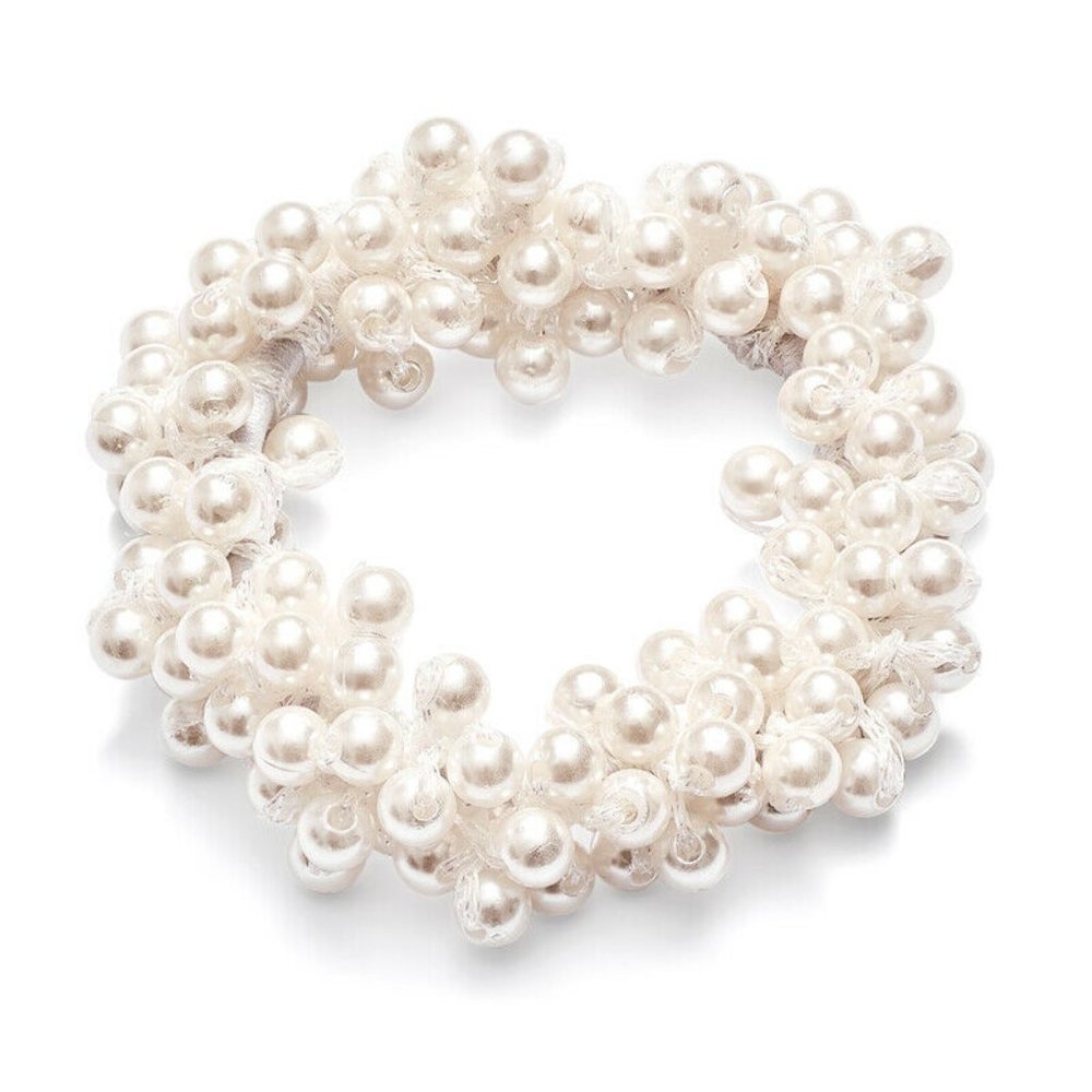 3pc Regal White Pearl Elastic Hair Bands Set - Picture 3 of 3
